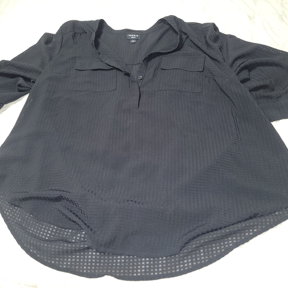 Torrid Black Textured Blouse